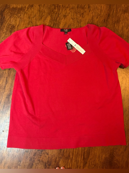 Alex Marie Tops - Alex Marie Bright Red V-Neck Short Sleeve Top